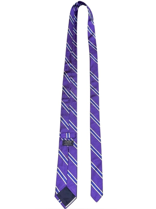 J. Crew Other - J.Crew Purple Blue Silver 100% Silk Striped Tie Handmade Wedding Guest Office